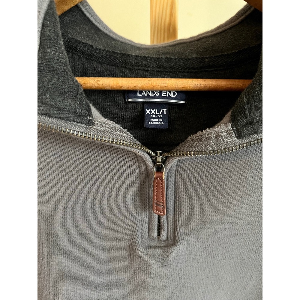 Lands End Mens Gray Quarter Zip Pullover Sweatshirt XXL - Picture 3 of 4